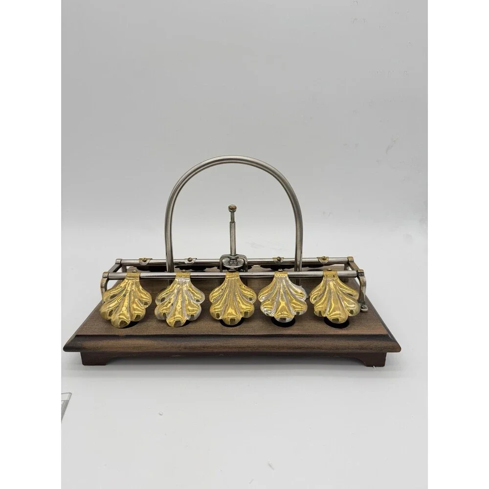Antique English egg boiling rack & breakfast server Ginkgo Leaf Spring Clips